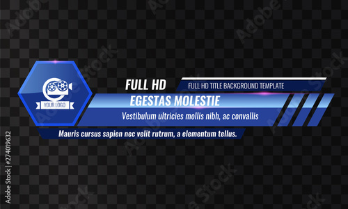 Unique Video headline title or lower third template. Vector illustration - Blue color