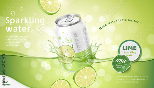 Lime flavor sparkling water