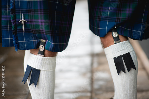 Close up of Gay Wedding Male couple, wearing a welsh Kilt
