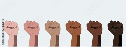 Human hands with clenched fist isolated on white background.