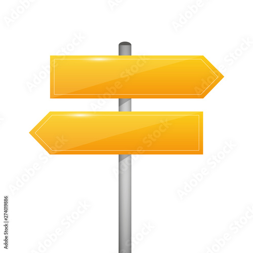 yellow blank direction signpost sign arrow left and right vector illustration EPS10 © krissikunterbunt