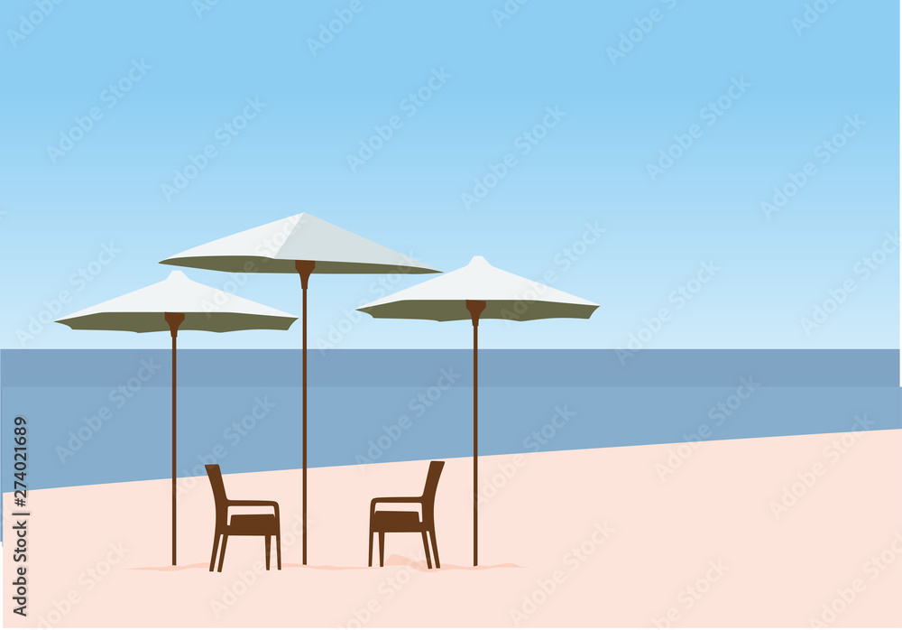 beach view with the umbrella for background illustration