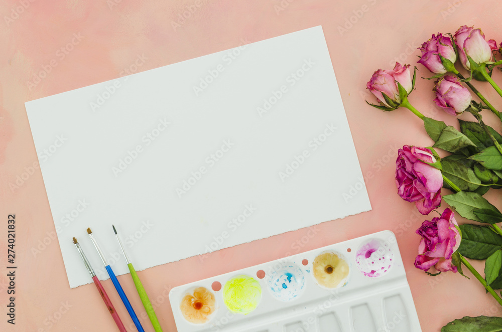 Top view paper with flowers Top view paper with flowers
