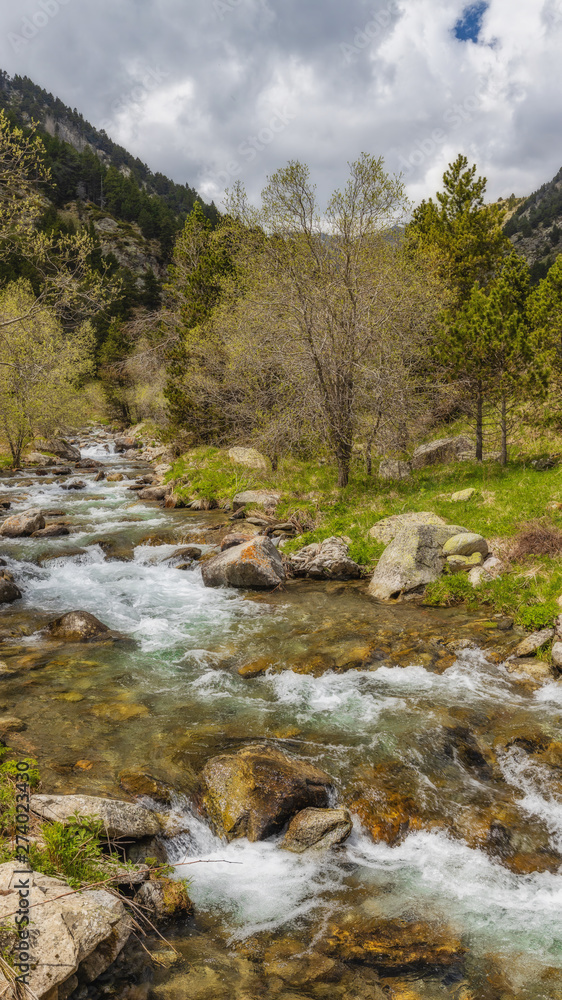 Very nice valley in mountain Pyrenees of Spain (valley name is Vall de Nuria)