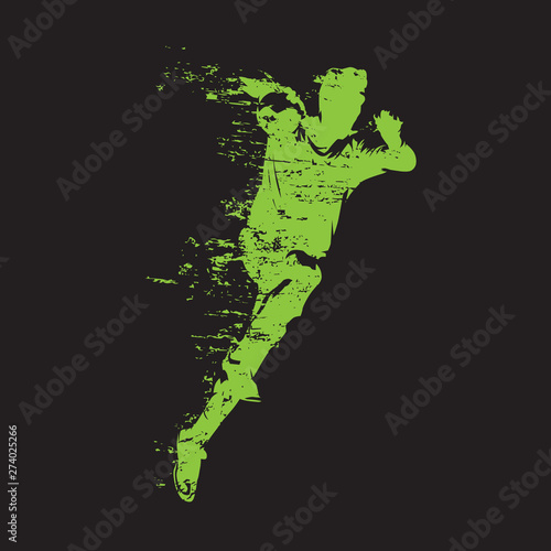 Handball player, grunge style isolated vector silhouette