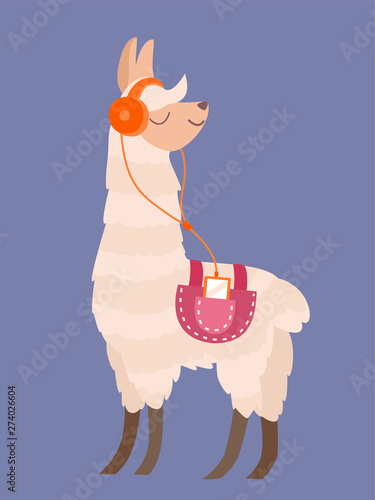 Stylish cartoon lama. Vector illustration.