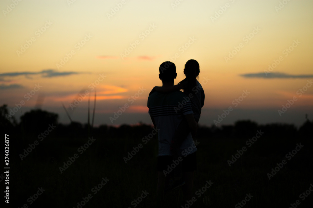 Father and daughter enjoy spending time together outdoor.Precious family moments