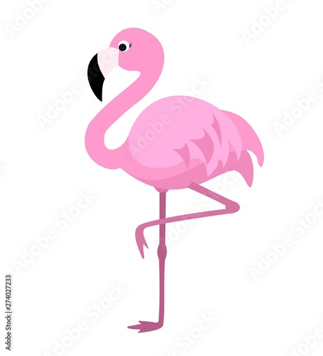 Stylized flamingo isolated on white background. Vector illustration.