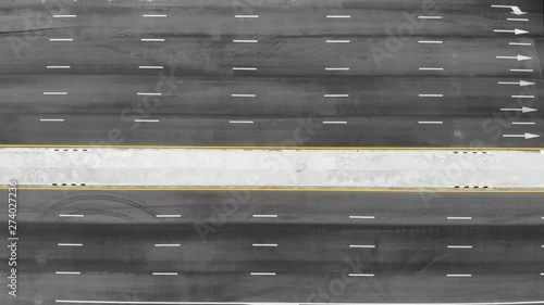 Aerial View , Road , top view zoom tilt up on the main road