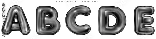 Black latex inflated alphabet symbols A-B-C-D-E
