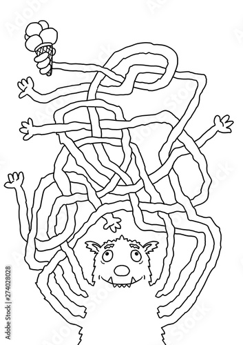Rätselbild Labyrinth – Monster mit Eis
