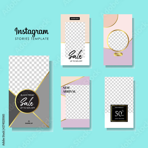 set of Instagram stories sale banner background