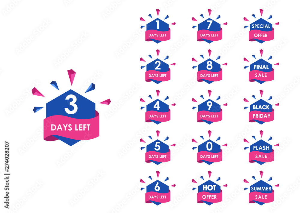 Fototapeta premium Number days left countdown vector illustration template