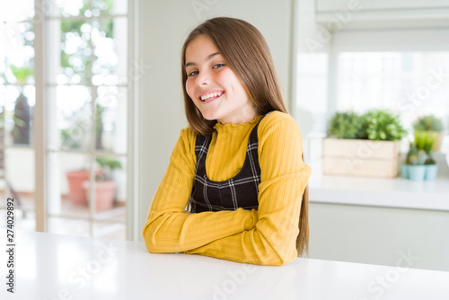Beautiful young girl kid smiling confident and excited to the camera