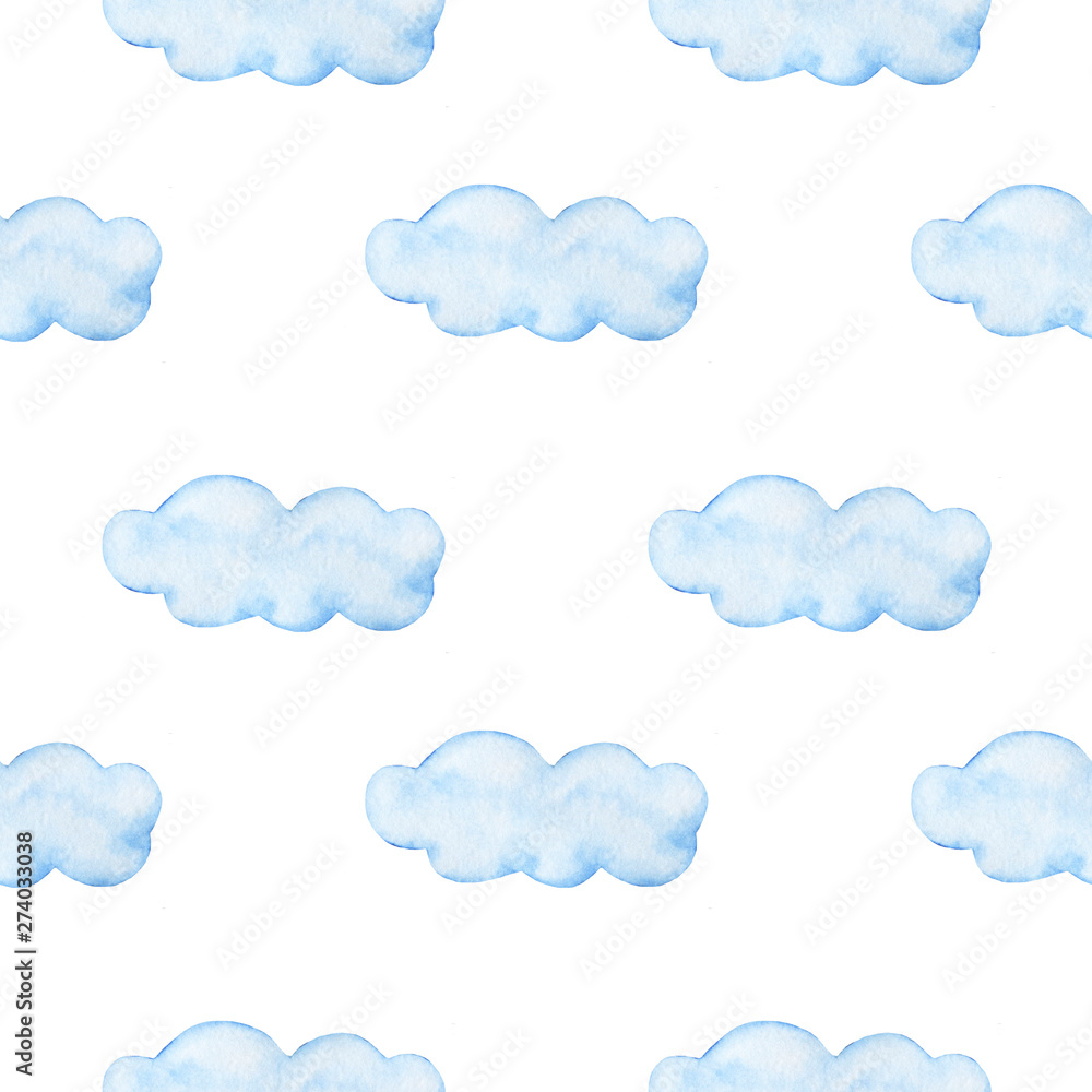 Seamless childish pattern illustration clouds watercolor illustration digital paper scrapbooking design stickers greeting cards kids textiles