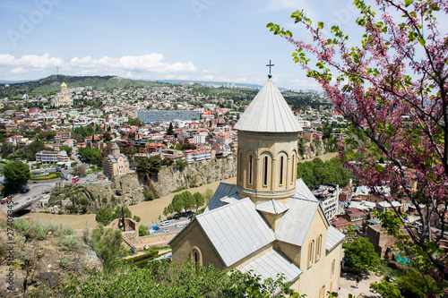Georgia, Tbilisi. Wiev on saint Nicholas monastery and the city below. photo