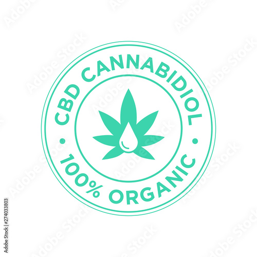 CBD Cannabidiol icon. 100% Organic.