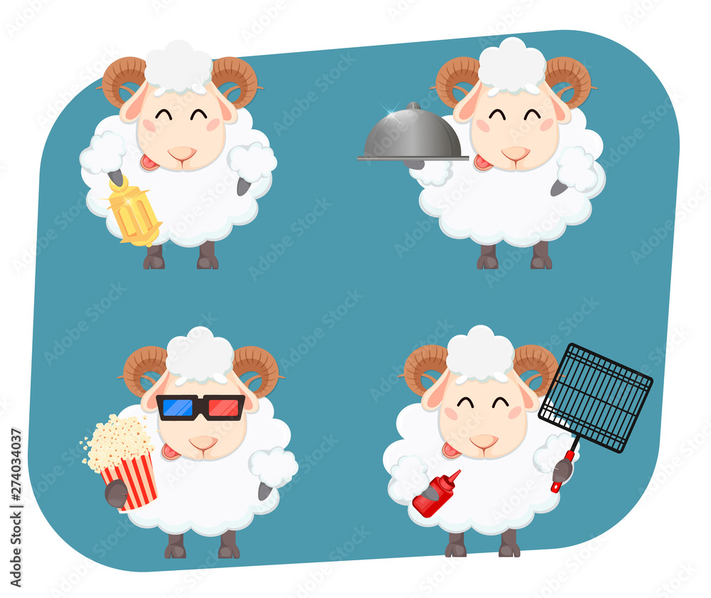 Eid al Adha Mubarak greeting card with funny ram Eid al Adha Mubarak greeting card with funny ram