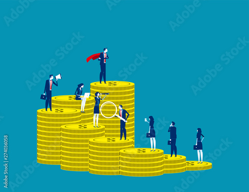 Investor with different Investment capital. Business vector concept, Financial, Staircase and Steps, Growth, Rivalry.