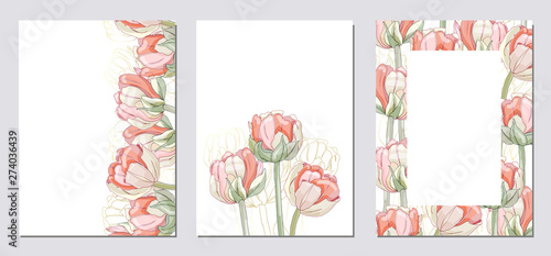 Elegant floral invite set modern card in tulips