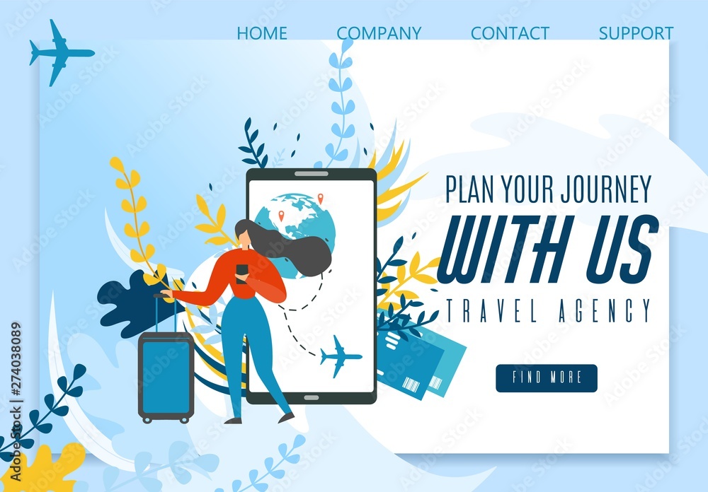 Fototapeta premium Travel Agency Landing Page Offering Best Journey