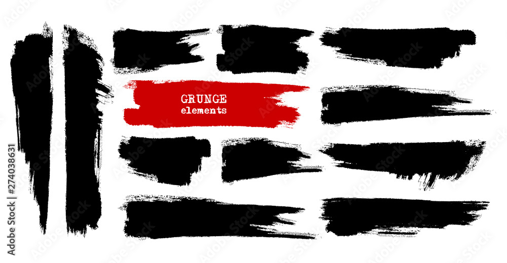 Set of black paint, ink brush strokes, brushes, lines, grungy. Set of black paint, ink brush strokes, brushes, lines, grungy.