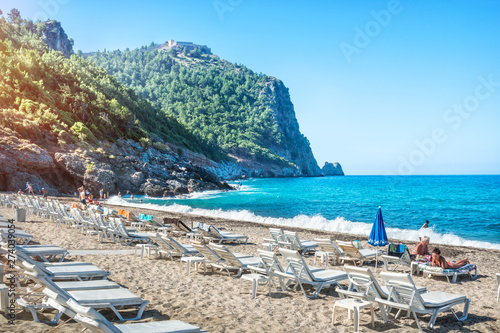 Fototapeta Naklejka Na Ścianę i Meble -  Пляж Клеопатры Cleopatra's beach in Alanya