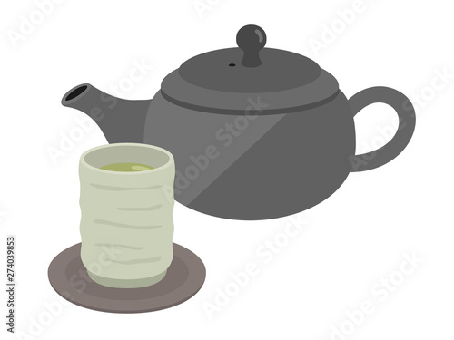 急須で入れたお茶のイラスト