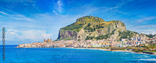 Beautiful Cefalu, small resort town on Tyrrhenian coast of Sicily, Italy