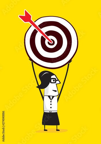Businesswomen holding up a target