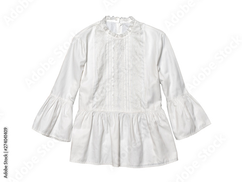 Papier peint White blouse with sleeve on white background. Isolate