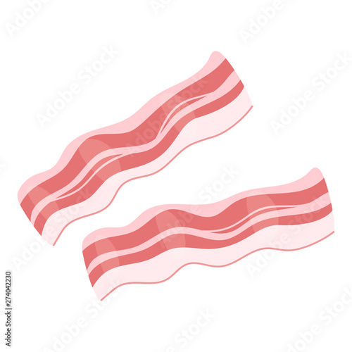 Raw bacon slices flat vector illustration photo