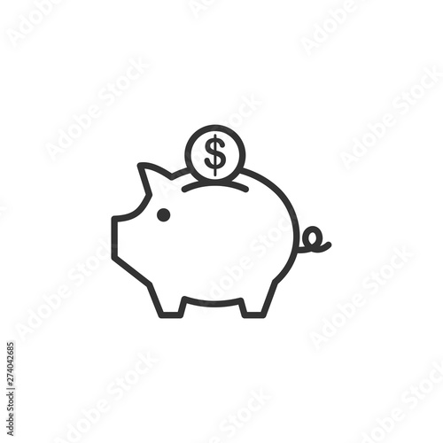 Piggy bank icon template black color editable. Piggy bank symbol Flat vector sign isolated on white background. Simple vector illustration for graphic and web design.