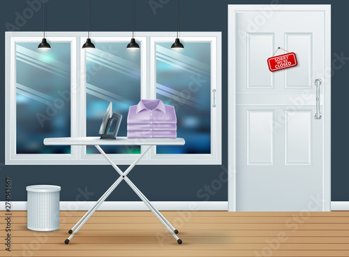 Background. Design Template of Wacher. Front View, Laundry Concept photo