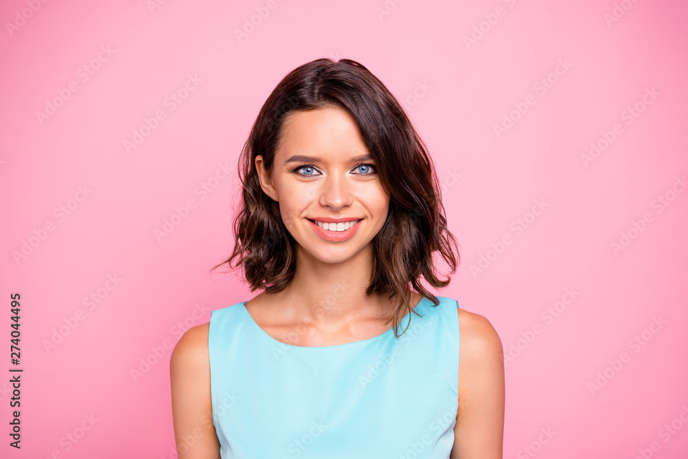 Close up photo amazing beautiful she her lady attractive appearance show ideal white teeth plump allure tempting lips wear cute shiny colorful blue dress isolated pink rose bright vivid background Close up photo amazing beautiful she her lady attractive appearance show ideal white teeth plump allure tempting lips wear cute shiny colorful blue dress isolated pink rose bright vivid background