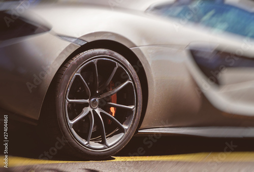 Close-up view of sports car wheel. © M-Production