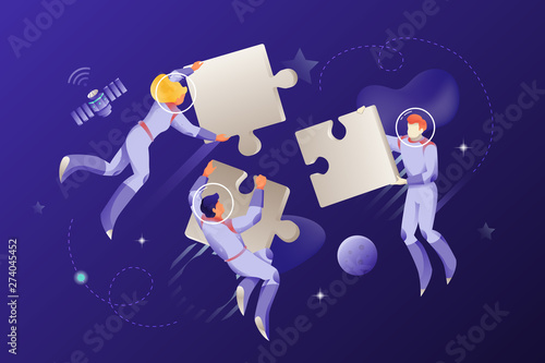 Astronauts with Big Jigsaw Puzzles