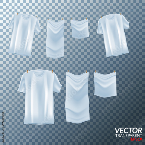 Bright white clothes hanging out on washing line
