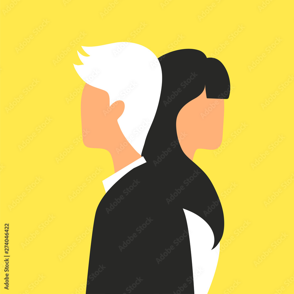 Design concept picture of white man and white woman. Can use for website and mobile website and application. Vector illustration with background.Flat style. Design concept picture of white man and white woman. Can use for website and mobile website and application. Vector illustration with background.Flat style.