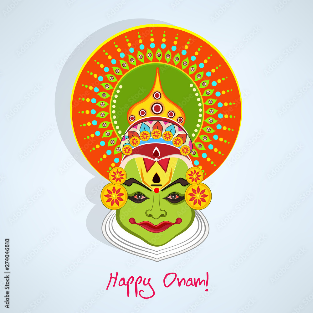 Happy onam celebration with kathakali face. Happy onam celebration with kathakali face.