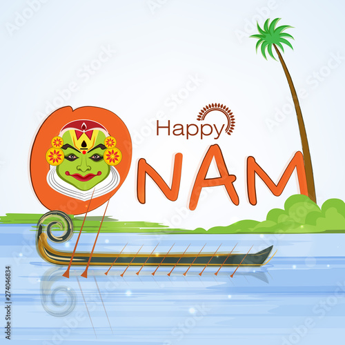 Happy onam celebration with nature stye.