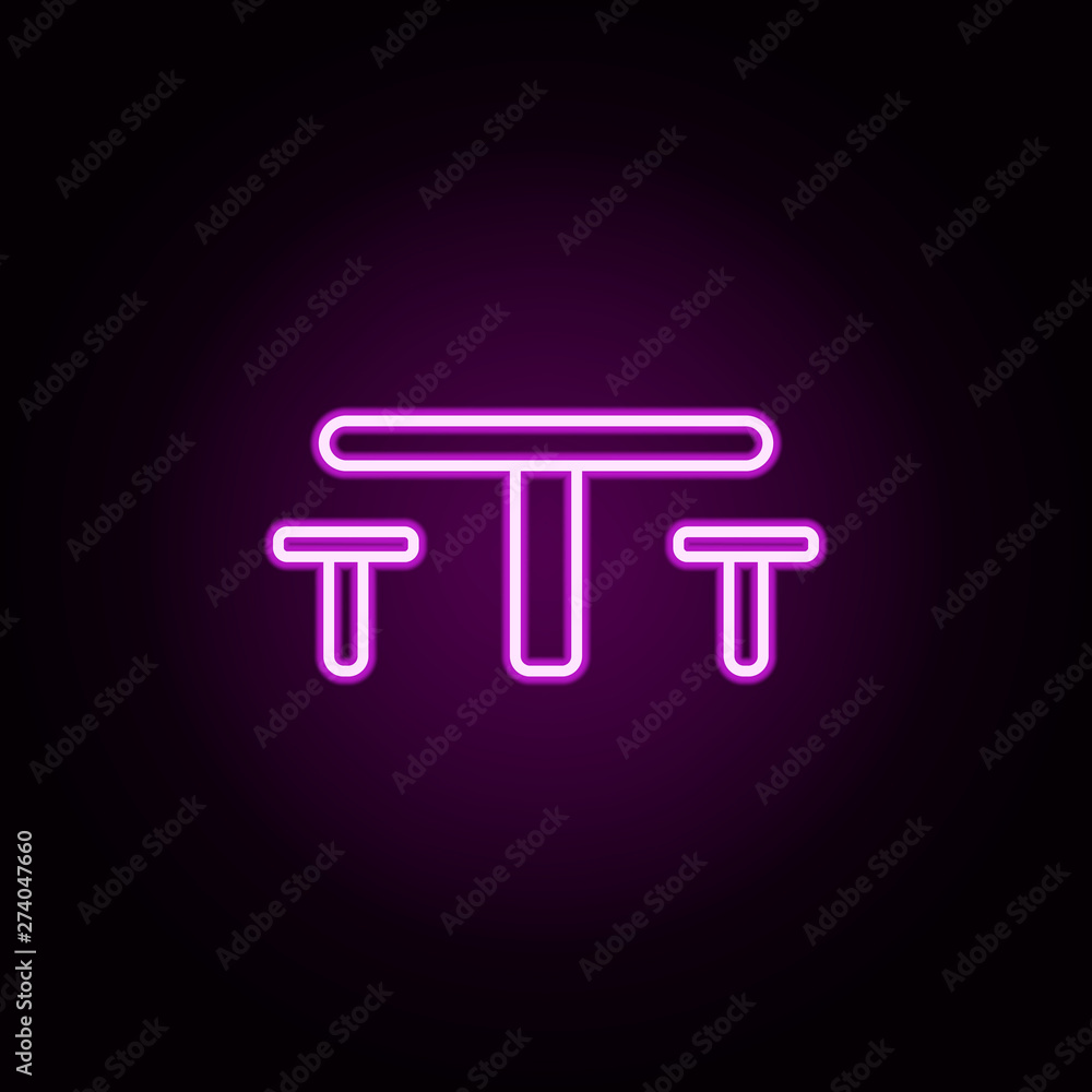 picnic table neon icon. Elements of camping set. Simple icon for websites, web design, mobile app, info graphics picnic table neon icon. Elements of camping set. Simple icon for websites, web design, mobile app, info graphics