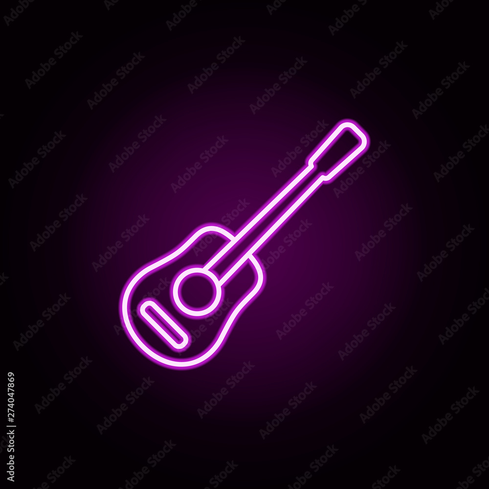 guitar neon icon. Elements of camping set. Simple icon for websites, web design, mobile app, info graphics guitar neon icon. Elements of camping set. Simple icon for websites, web design, mobile app, info graphics