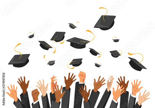 University graduation ceremony flat vector illustration