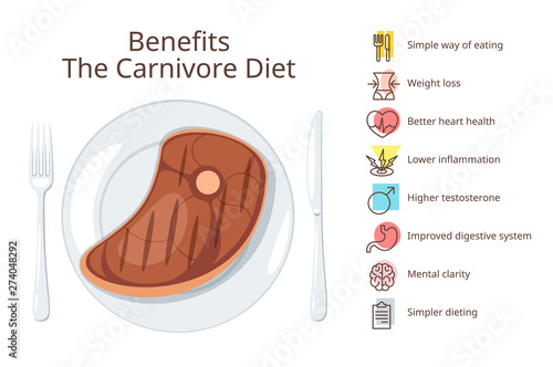 Carnivore diet benefits web banner template Fototapeta