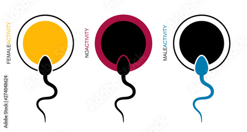 Male and female health. Male and female activity. Sperm fertilizing egg cell symbol for mobile applications on web sites and public use. Vector illustration.