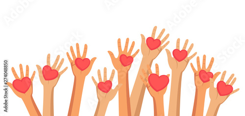Voluntary and charity flat vector illustration