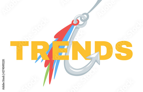 Trends typography on fishhook web banner template