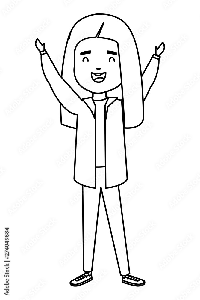 happy student girl comic character happy student girl comic character