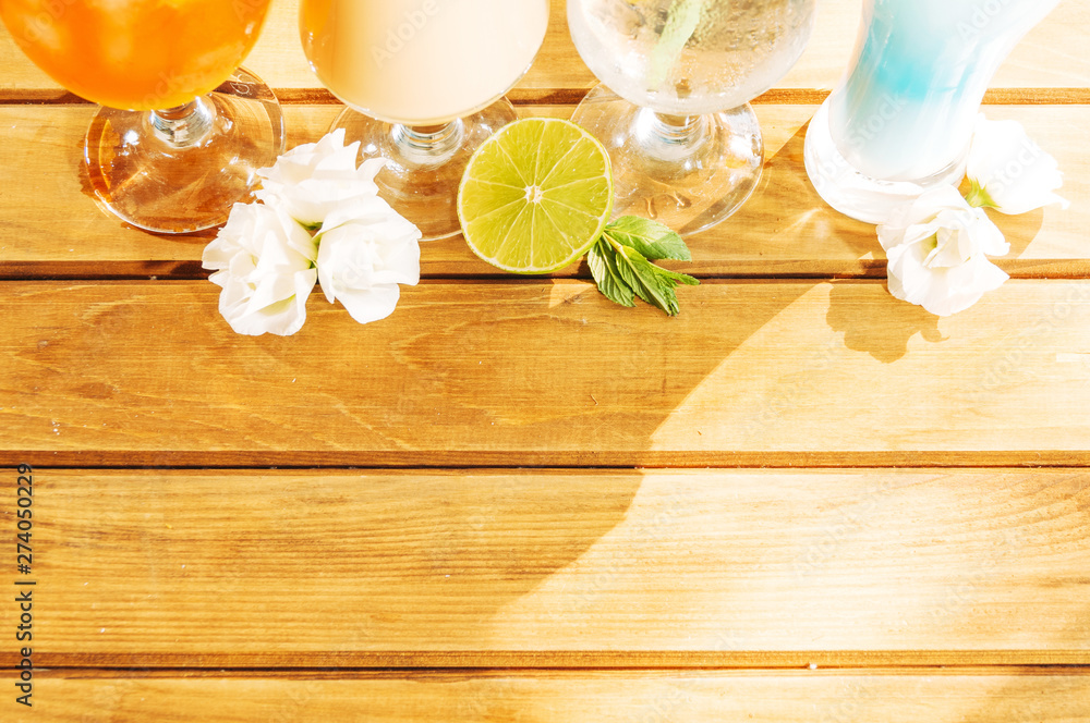 Sliced lemon flower mint and bright drinks Sliced lemon flower mint and bright drinks